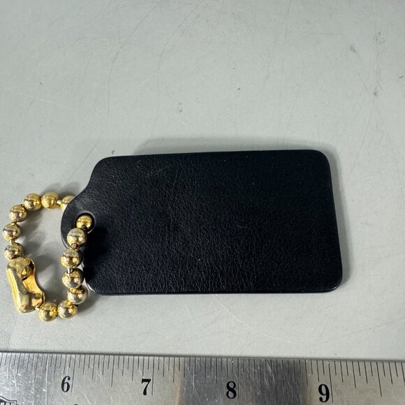 Coach Extra Large Black Leather Fob with Gold-tone Ball Chain - Picture 4 of 6